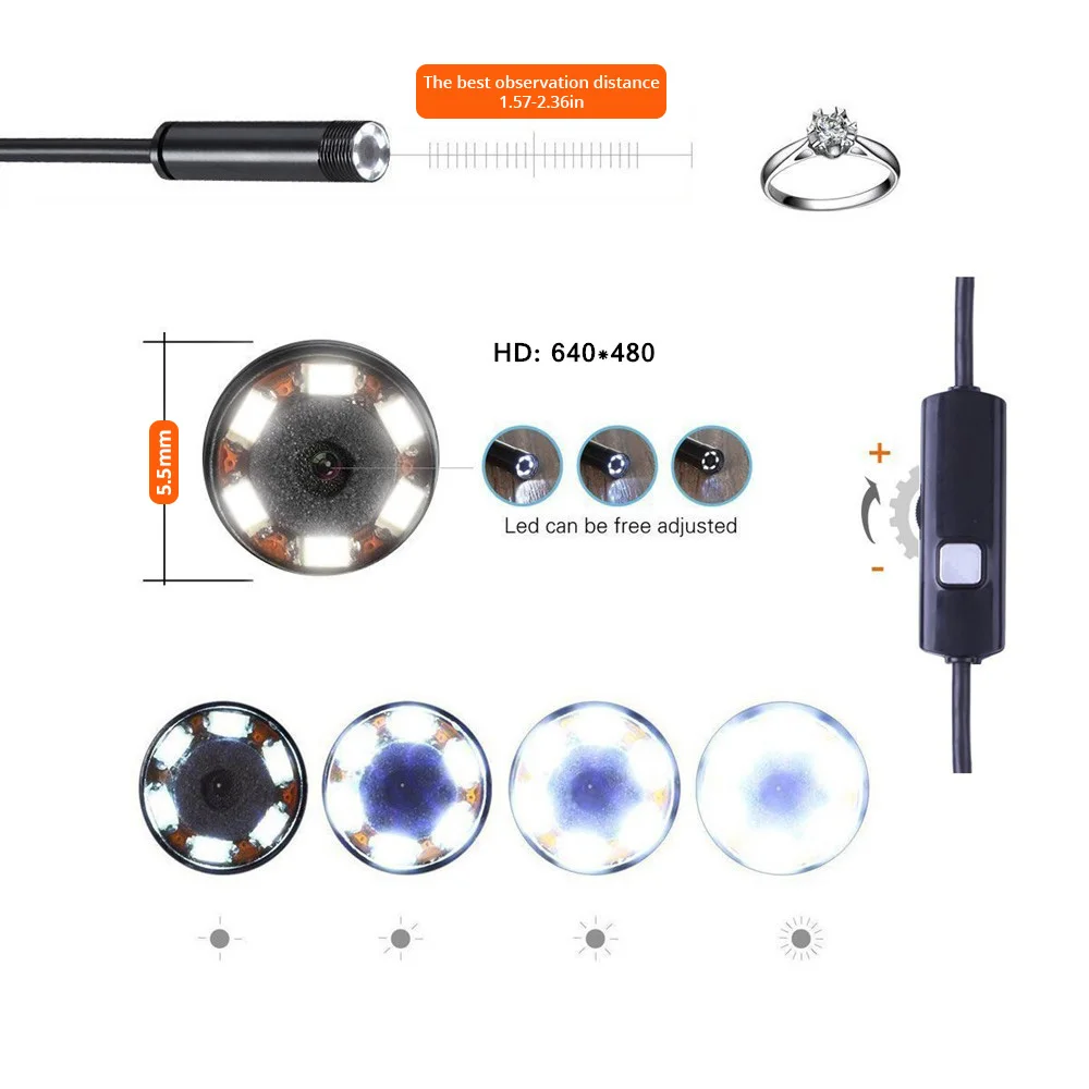 Caméra endoscopique Android 3 en 1, 7mm, micro USB, type C, boroscope, mini, étanche, LED, inspection de voiture, pour HUAWEI XIAOMI PC