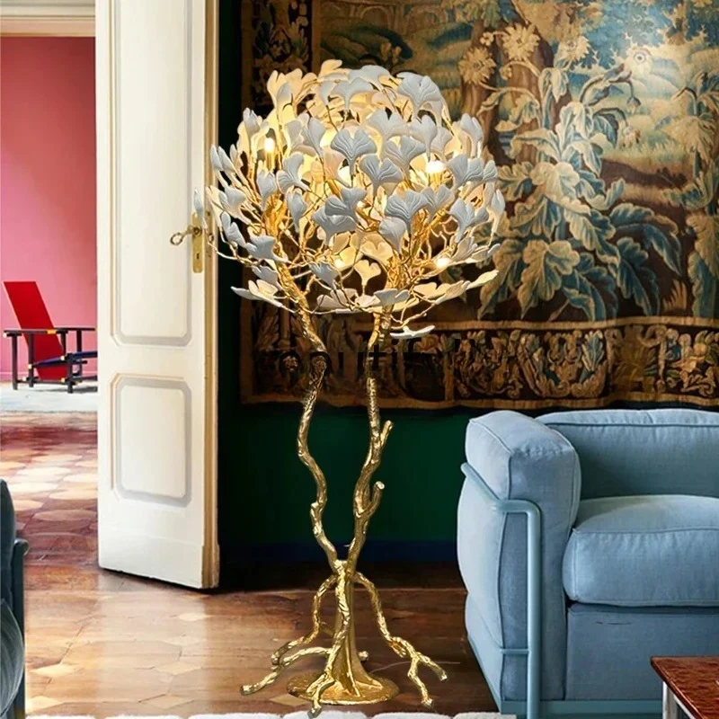 

A15 French high-end living room all copper bedside study floor hotel creative tea room art bedroom