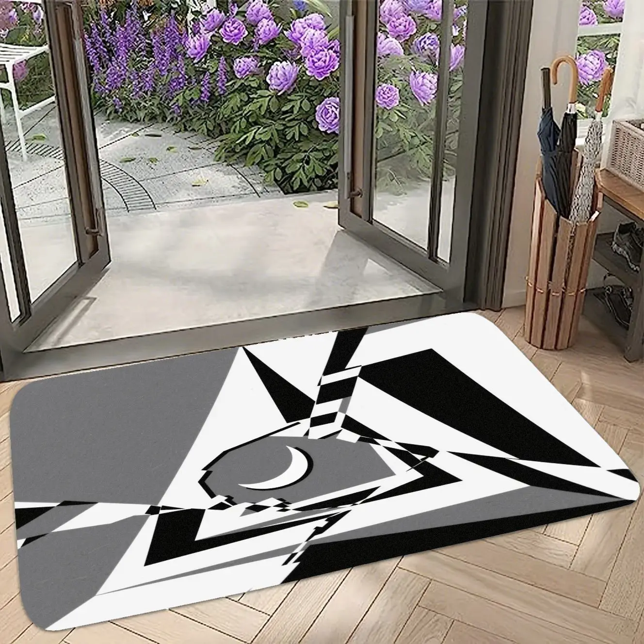 MatMuse Geometric Moon Crescent Art Home Soft Diatomaceous Earth Mat Floor mats Non-Slip Quick-Drying 3D Trompe L'oeil  Carpet