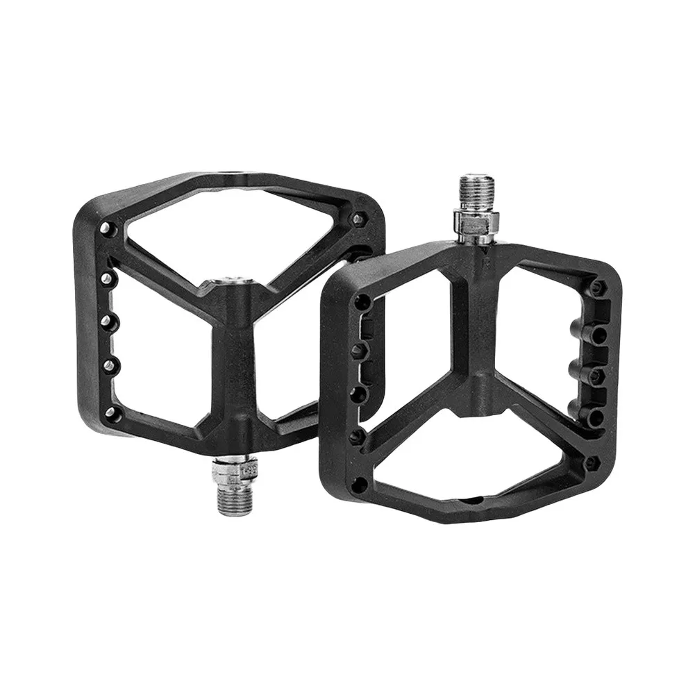Textured-Surface Bike Pedals with Wide Platform Sealed Bearings and Fiber-Reinforced Nylon for Confident Foot Placement