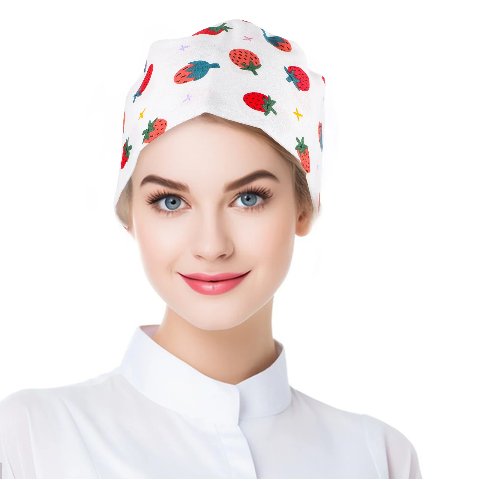 Stillmütze für Damen, Baumwolle, bedruckt, Arbeitskappe, atmungsaktiv, bequeme Träger, Krankenschwester-Haarabdeckung, Peeling-Mütze, Stillmütze