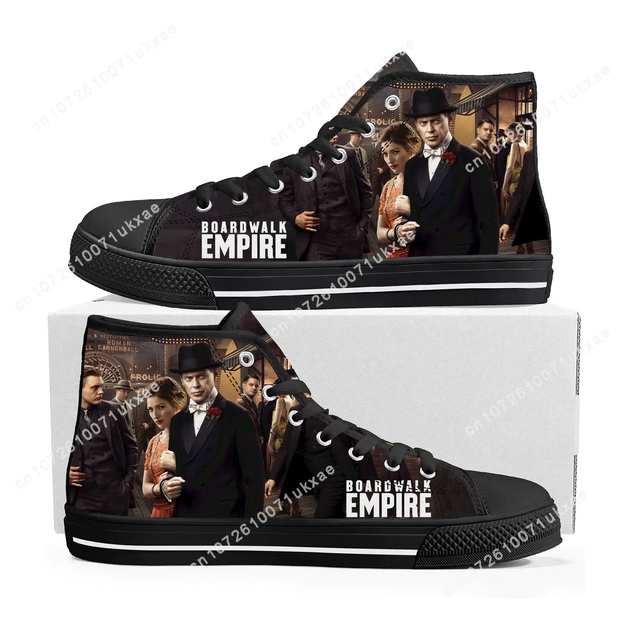 Boardwalk Empire High Top Sneakers Mens Womens Teenager High Quality Nucky Thompson Canvas Sneaker Shoe Casual Custom Made Shoes