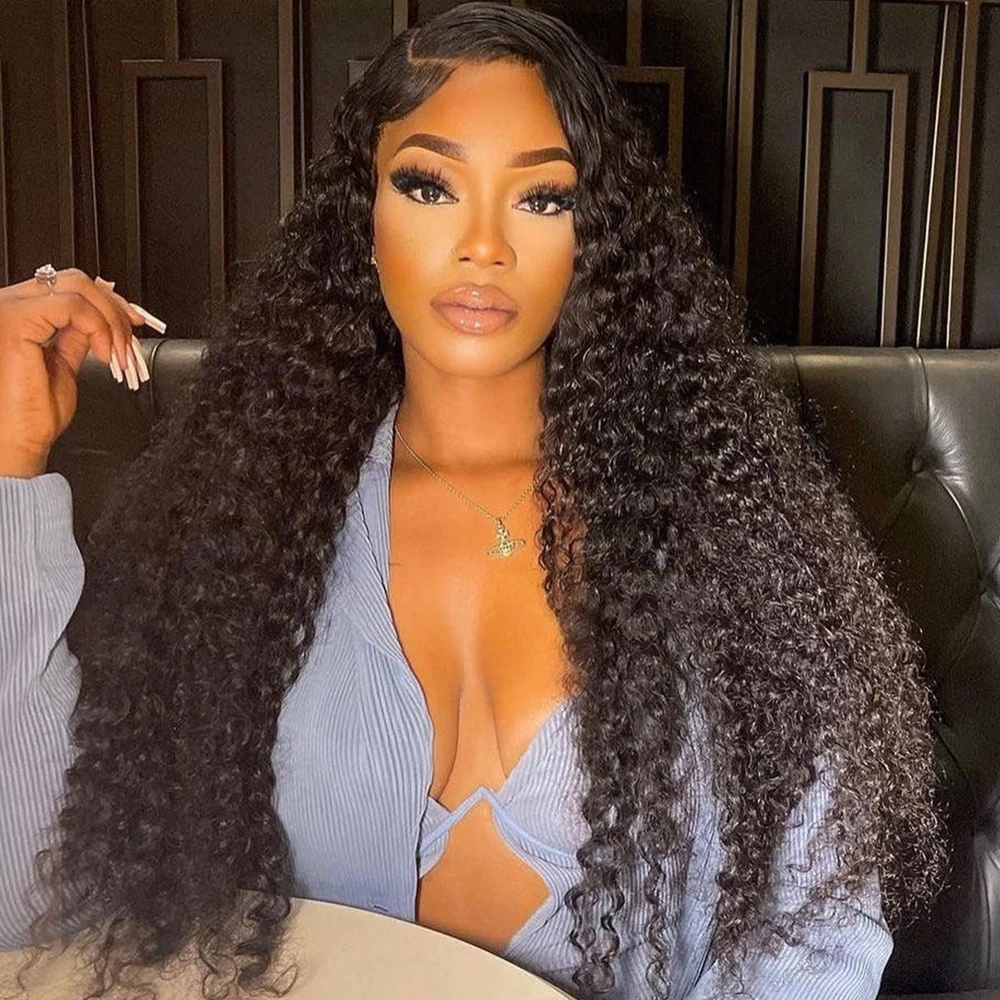 Curly 180% Transparent HD 30 34 Inches Deep Wave 13x4 Lace Front Human Hair Wigs Glueless Lace Frontal Brazilian Remy Hair Wig