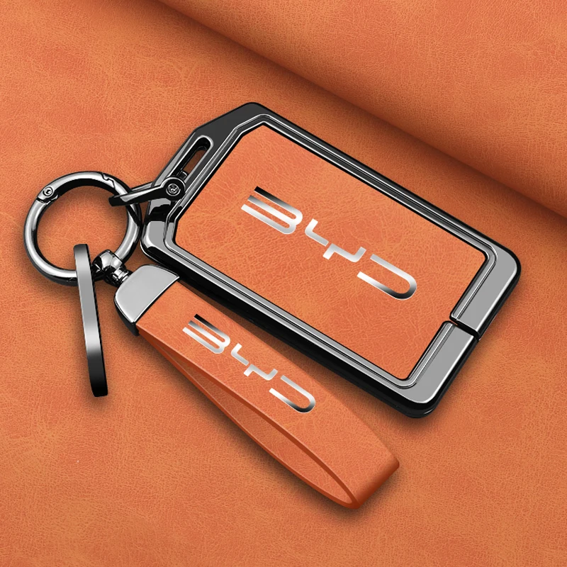 Zinc Alloy Leather Car NFC Card Remote Key Cover Fob Case For BYD Tang DM Han EV Song PRO Qin PLUS DMI Keychain Accessories