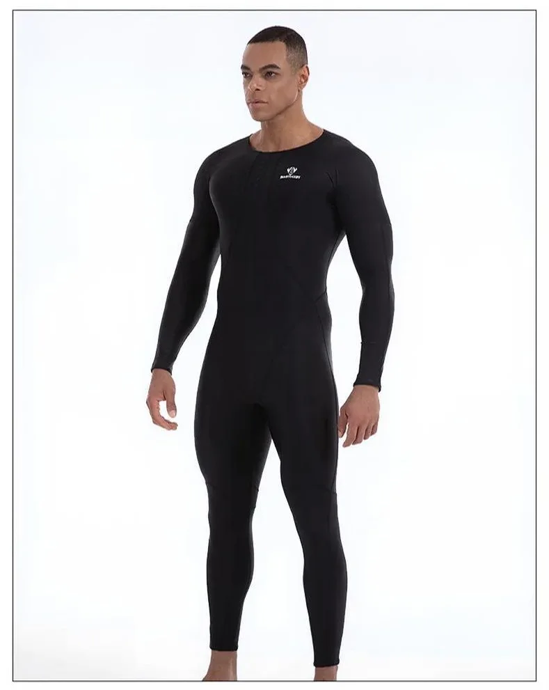 Wasserdichter Body aus Haifischhaut für Herren, langärmelig, Sonnenschutz, Neoprenanzüge, Taucheranzug, schwarzer Sprunganzug554 – Detail 10