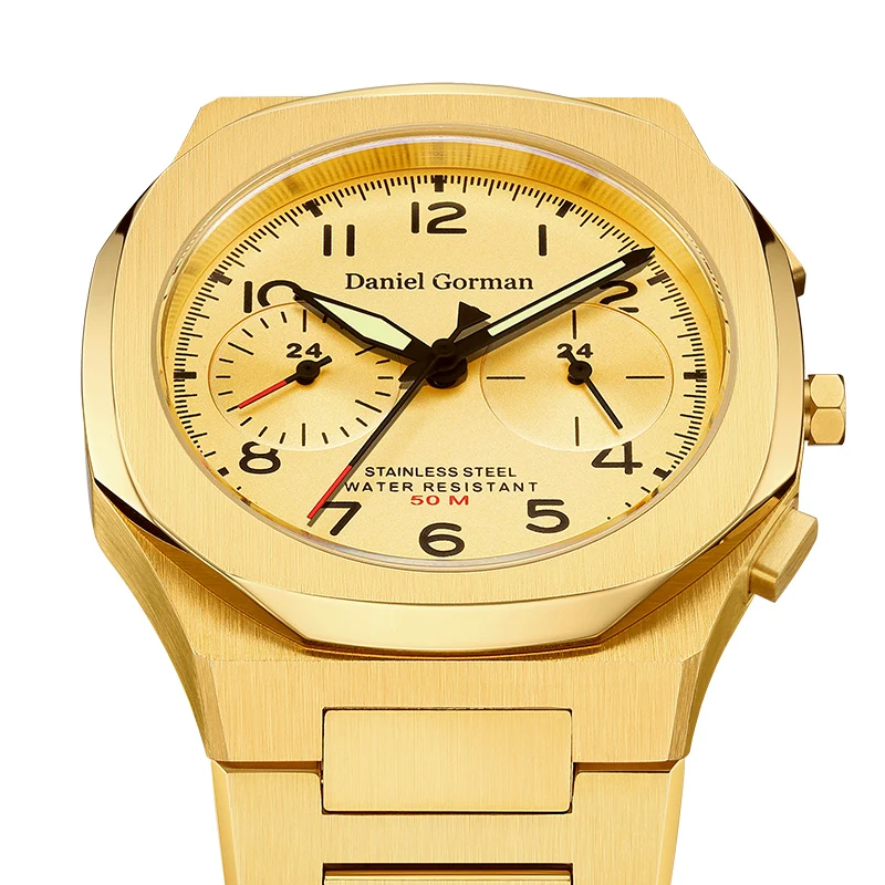 ساعة يد ميكانيكية كلاسيكية 2026 حافظة من الفولاذ المقاوم للصدأ عالية الجودة 5ATM مقاومة للماء ساعة عمل عصرية 2 قرص 5 أيدي #3