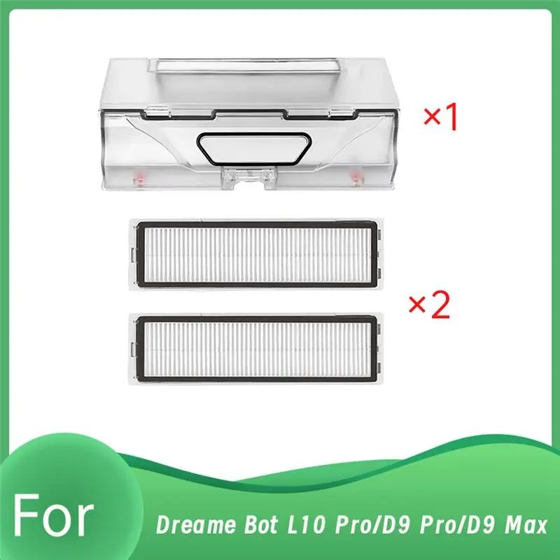 AEE2-Dust Box With 2 Hepa Filter Parts For Dreame Bot L10 Pro/D9 Pro/D9 Max Vacuum Cleaner Robot Dustbin Box With Filter
