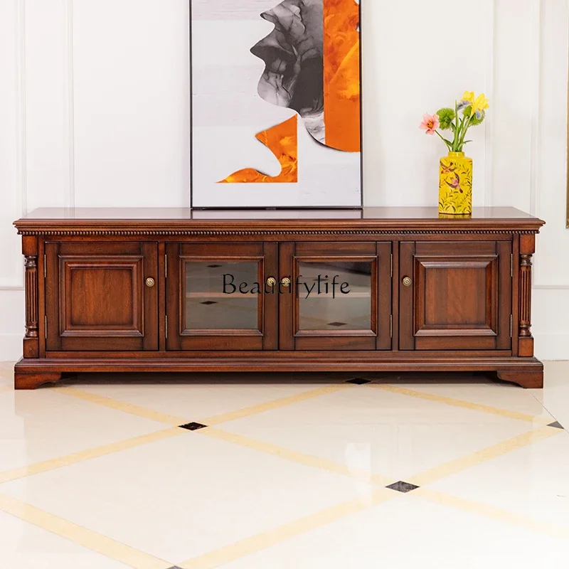 

yj19 American Style Solid Wood TV Cabinet Small Apartment Bedroom Living Room Minimalist Tall TV Cabinet