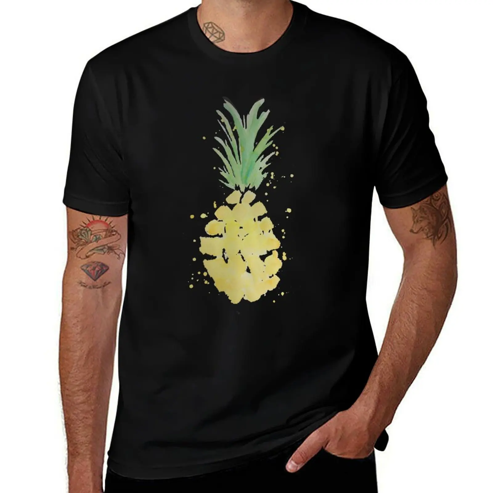 

Watercolor Pineapple T-Shirt man t shirt cotton high quality t shirts for man cotton man t shirts graphic T-Shirt