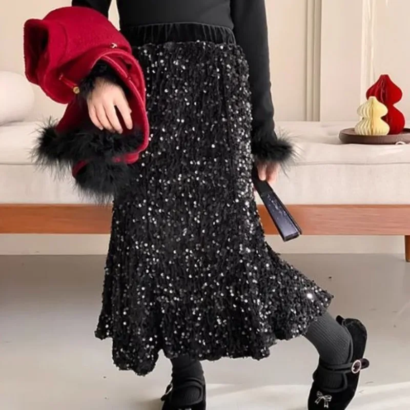 2025 New Girls' Winter New Chinese Style Princess Dress Ensemble Plus Size Warmth with Traditional Embroidery Red New Year