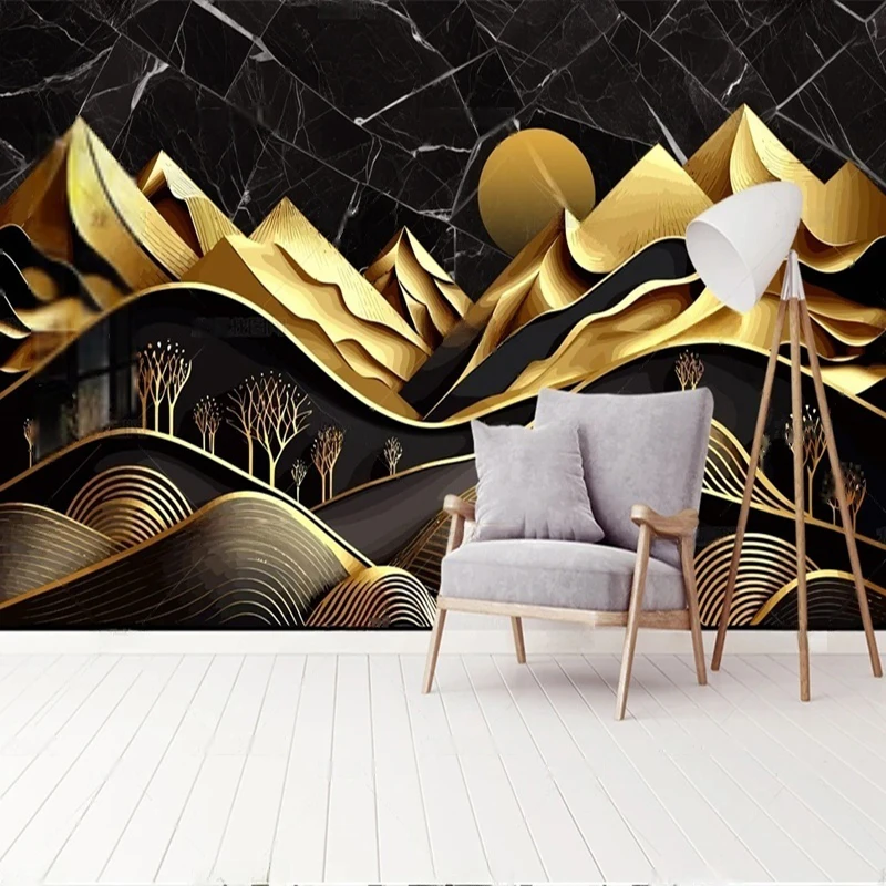 Custom Chinese Style Abstract Marble Wall Mural for Living Room Bedroom Wall Art Personalized Wallpaper Design Home Decor