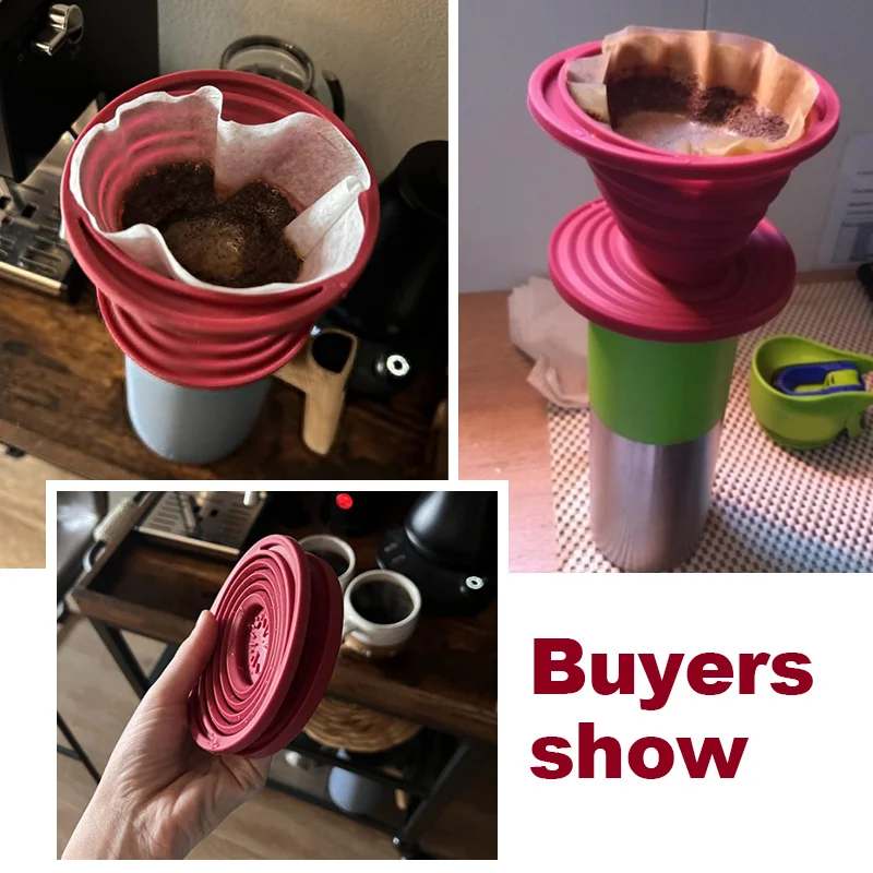 Collapsible Coffee Filter Portable Silicone Drip Reusable Offee Tea Holder Funnel Basket Great for Hiking Camping Home Office