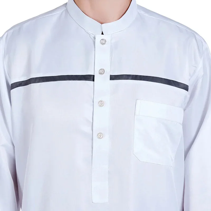 Cosdea Musulmano manica lunga moda uomo islamico tinta unita abito caftano arabo saudita Dubai abbigliamento uomo culto abaya