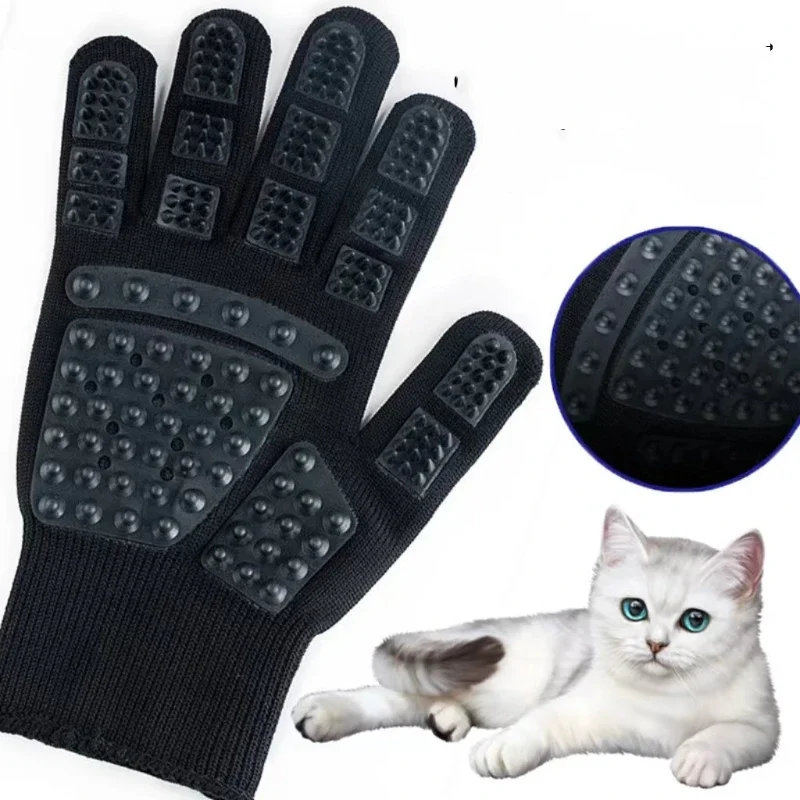 Pet Hair Grooming Gloves 1PC Cat & Dog Grooming Cleaning Bathing De-fluffing Anti-Scratch & Bite Five Fingers Pet Supplies