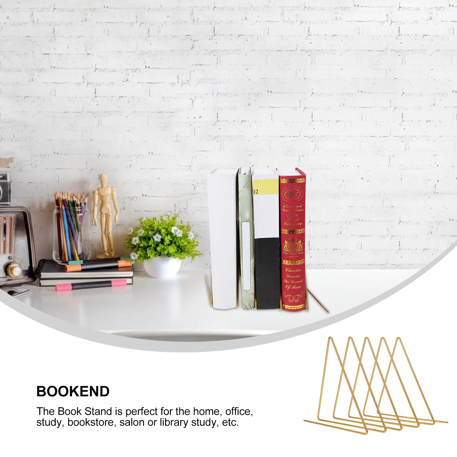 

Freestanding Book Shelf Metal Magazine Holder Multi Function Book Rack for Office Tabletop Use Stylish Display Stand for Vinyl