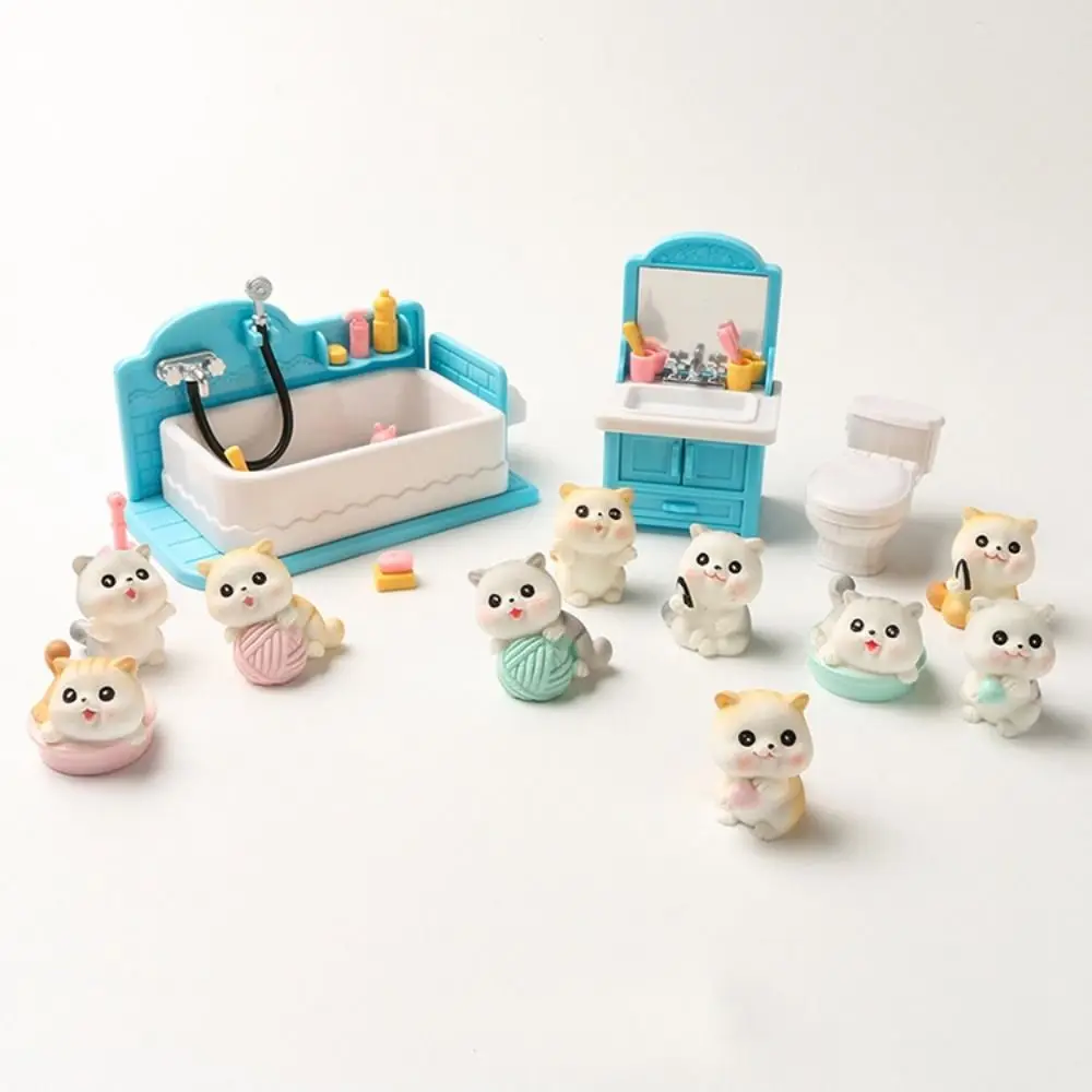

1:12 Furniture Simulation Bathroom Toys Cat Figure 1:6 Scale Bathroom Dollhouse Sets Highly Simulated Washbasin