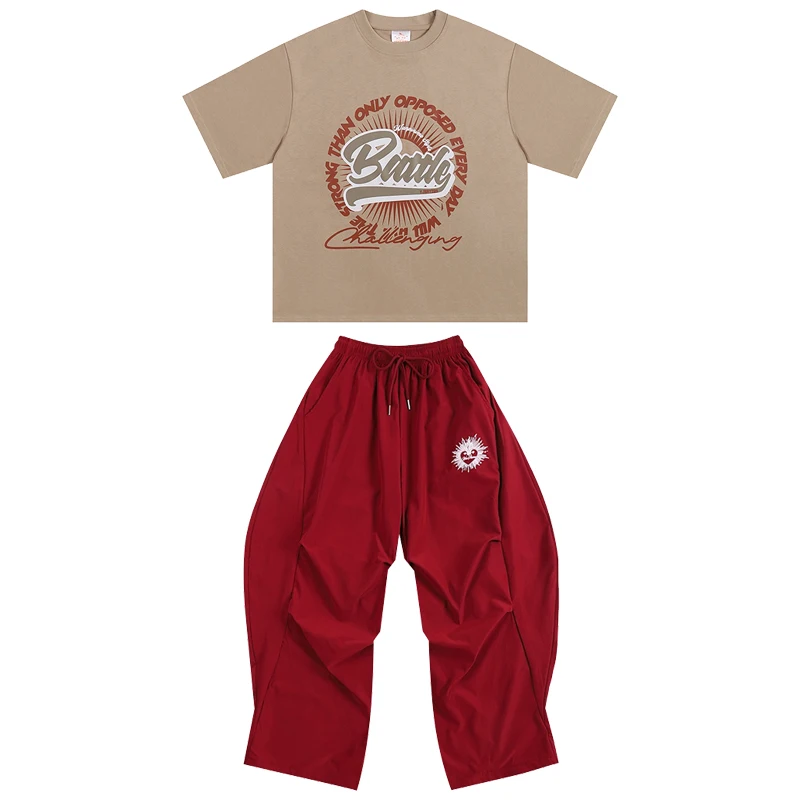 2025 dzieci sala balowa Hip Hop kostiumy do tańca dla chłopców luźna koszulka Cargo spodnie stroje dziewczyny jazzowy strój na występy DQS19977