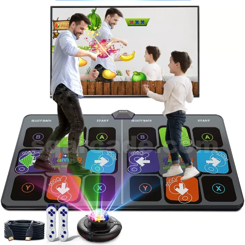 Dance Mat Game for TV/PC Family Sports vldeo Game Anti-slip Music Fitness Carpet Wireless Double Controller Folding Dancing