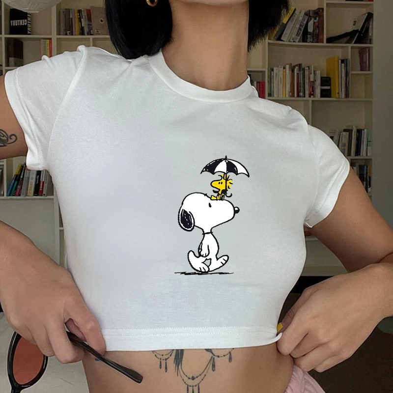 

American Style Summer Snoopy And Charlie Brown Cartoon Anime Y2K T Shirts Print Fashion Casual Classic Clothing