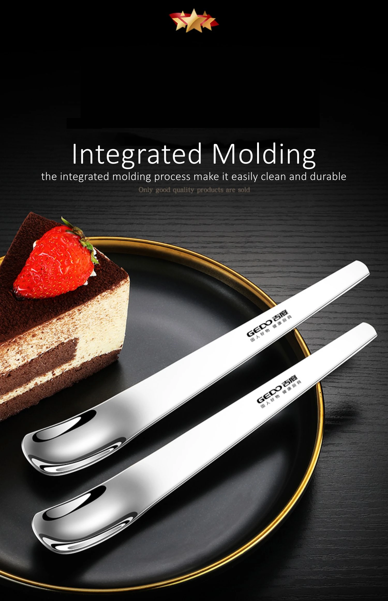 2 Stück LFGB-Zertifizierung, Dessertlöffel aus reinem Edelstahl 304, modisches Design, Nachmittagstee, Kuchen, Besteck, Eiscreme-Schaufel – Detail 10