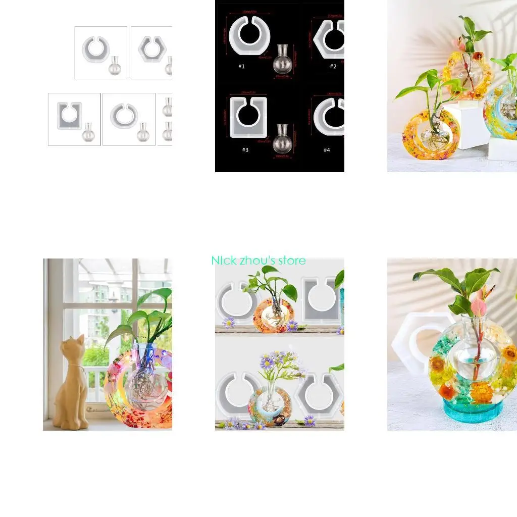 

E15E Epoxy Resin Vase Silicone Mold for Plant Propagation Station Resin Casting Mold for Hydroponic Flowers Office Desktop