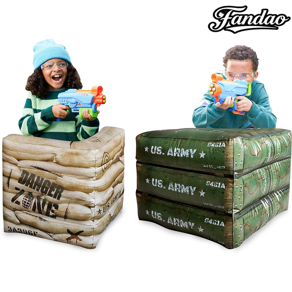 

Inflatable Combat Barricade Set — Includes 1 Army Box and 1 Sandbag for Laser Tag Water Blaster Dart Blaster Action Game Partie