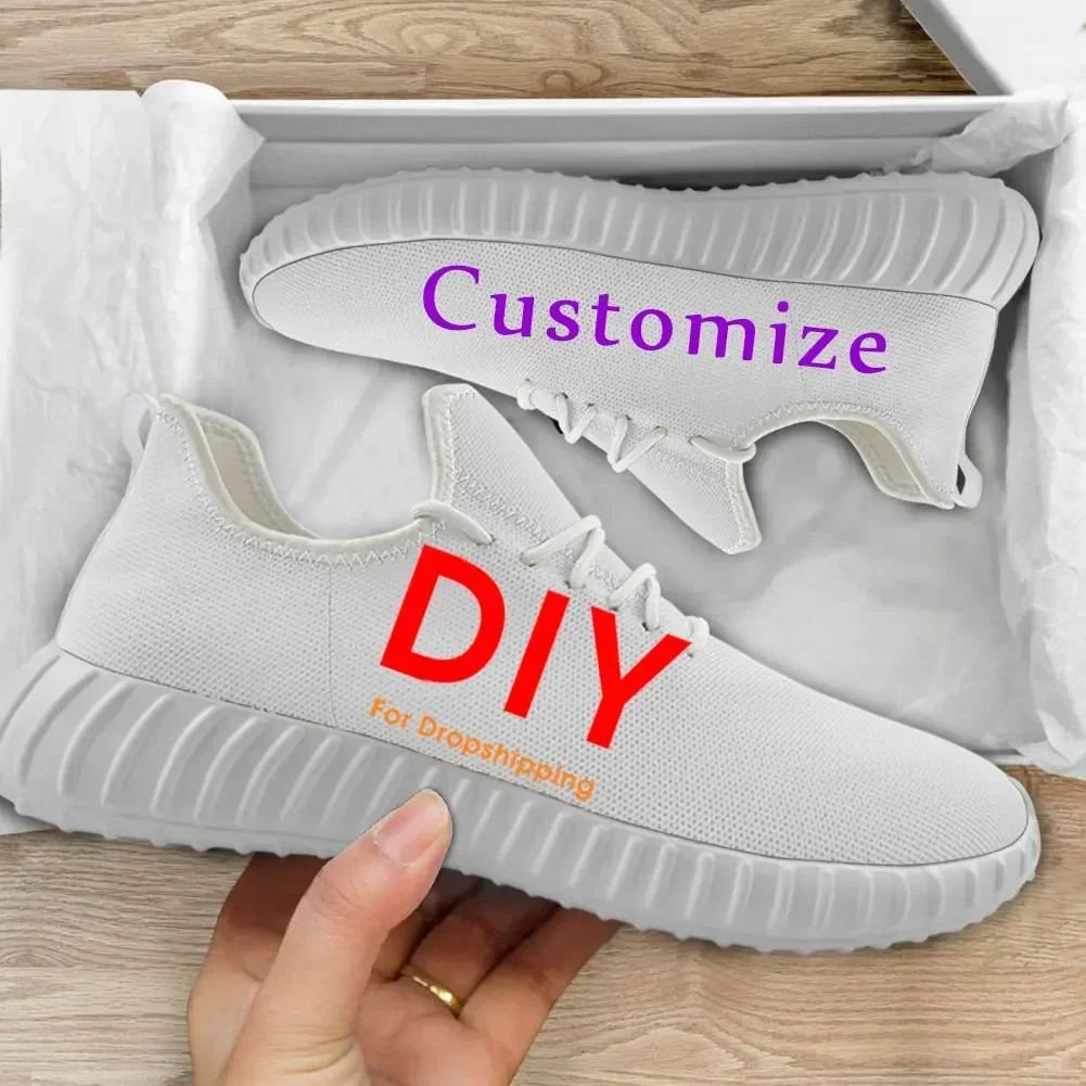 Scarpe personalizzate Logo personalizzato donna Mesh Knit Sneakers Casual Lace Up Flats Ladies traspirante Fashion Light Shoes taglia 35-48 fai da te