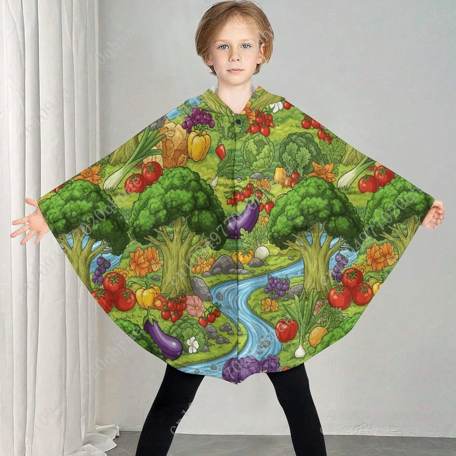 سترة بطانية مريحة من الفلانيل، هوديي كبير الحجم مع خضروات مع جيوب للأطفال والمراهقين