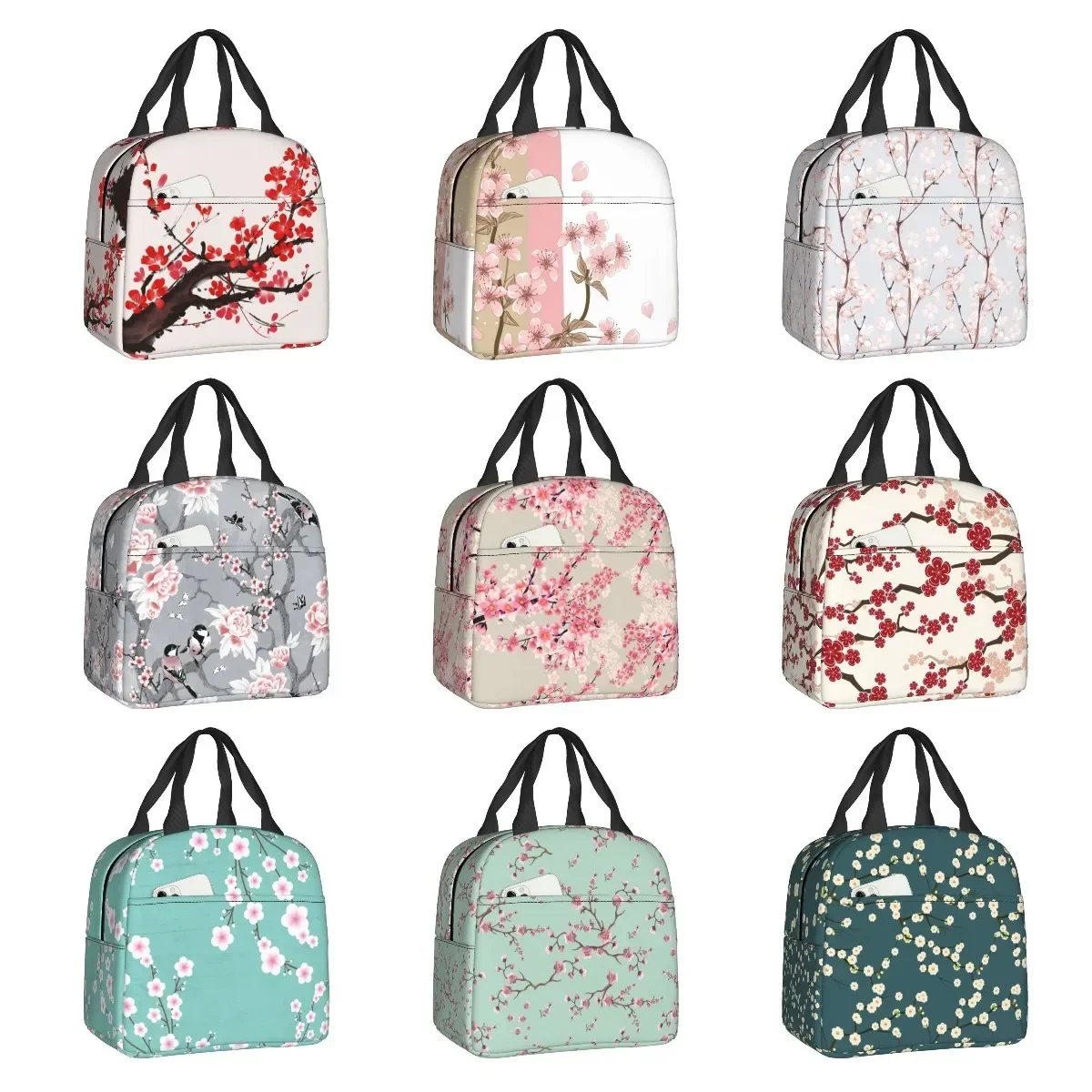 Cherry Blossom Japanese Style Insulated Lunch Bag for Women Sakura Floral Flowers Cooler Thermal Lunch Box Office Picnic Travel