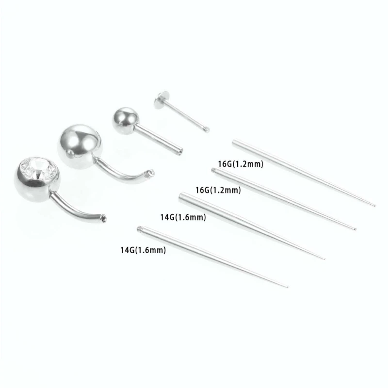 Stainless Steel Perforation Auxiliary Guide Rod Internal and External Thread Rod Puncture Tattoo Belly Button Nail Rod