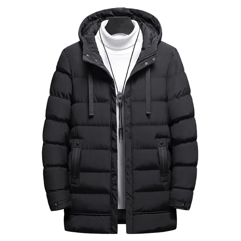 New Winter Long parka Men Fashion Hooded Warm Slim capispalla Mens giacca spessa cappotto Zipper tinta unita parka uomo Plus Size 7XL