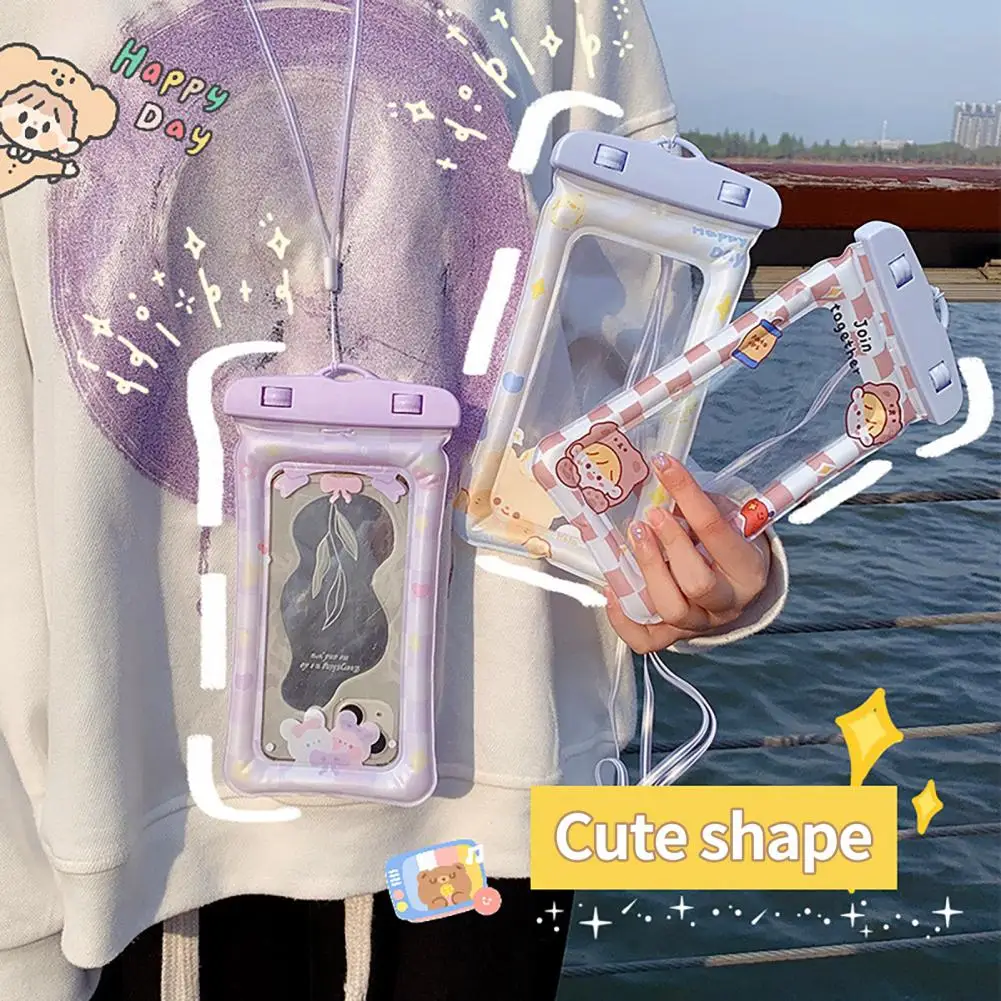 Portable Waterproof Phone Pouch Eco-friendly Highly Clear Creative Cartoon Swim Pool Phone Underwater Case