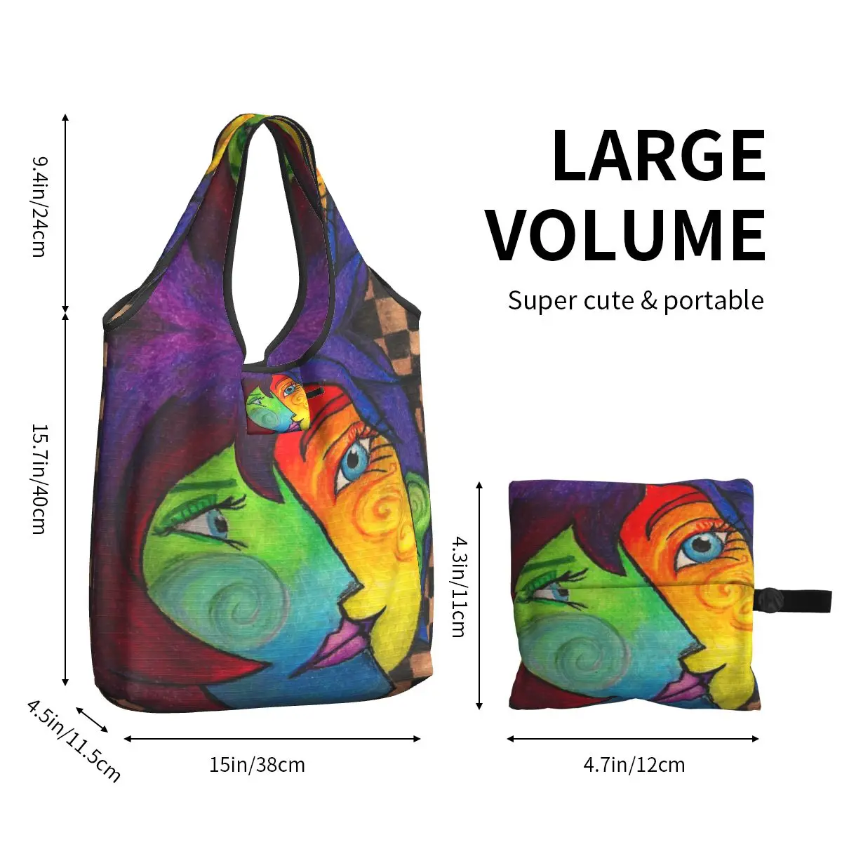 Bolso de compras de dos caras de reciclaje para mujer, bolso de mano portátil de artista español, bolsas de compras de comestibles, Pablo Picasso