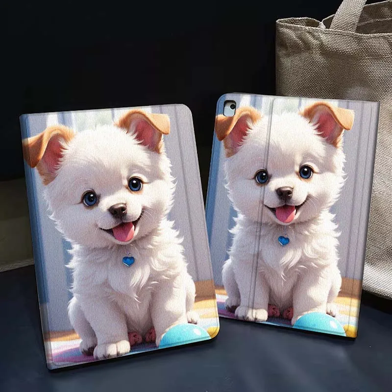 

Чехол для планшета с изображением белого щенка для iPad Pro Air 5-го, 6-го, 7-го поколений, 13 дюймов, M3, M4, M5, 12.9, 13.3 дюйма, 2018, 2022, 2024, 2025 годов