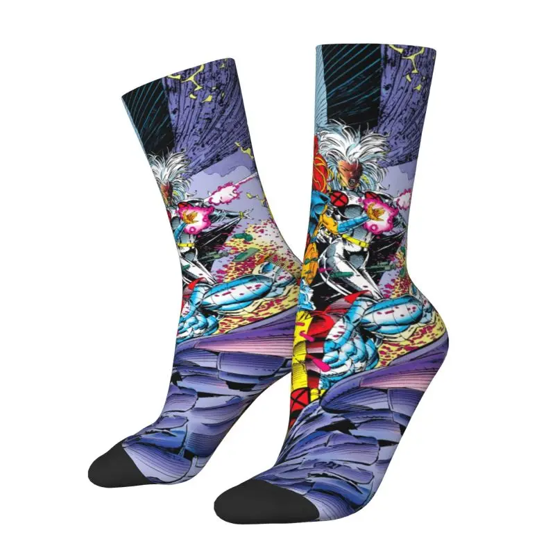 

Custom X-Men Wallpaper Dress Socks for Men Women Warm Fashion Comics Crew Socks