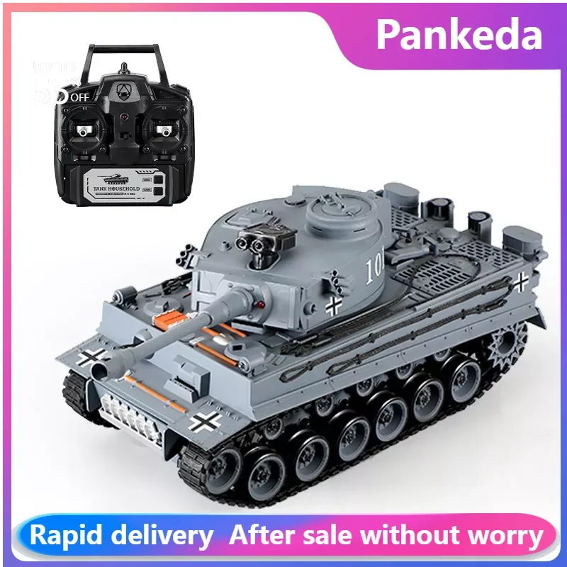 RC Tank Shoot Bullet Smoking Infrared Remote Control Tank Toy Tiger Military Model Vibrating Recoil With Sound LED Boy Gift toy