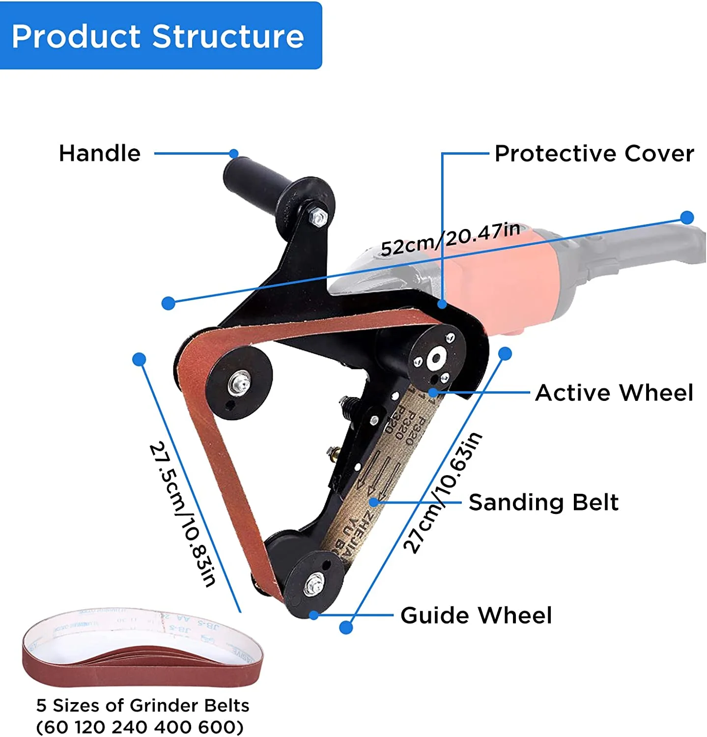 Belt Sander Attachment,Adapter Angle Grinder Bearing Sanding Support Tool Pipe Tube Bracket Accessories Angle Grinder DIY Sander