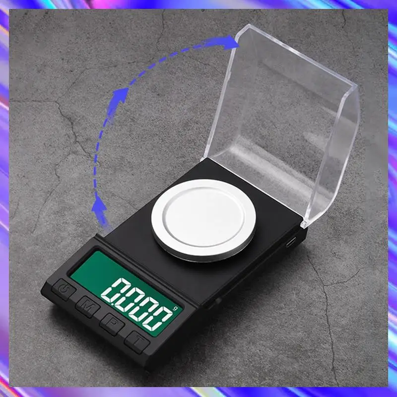 Portable Milligram Scale 100G/0.001G, High Precision Powder Scale With Cover, Backlit LCD