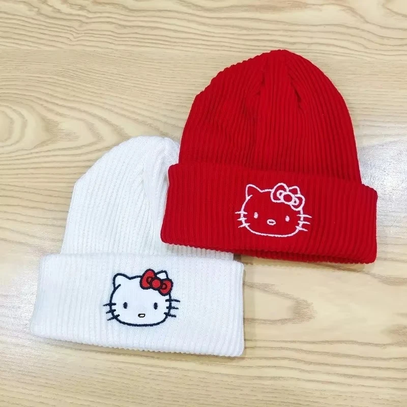 

Sanrio Hello Kitty Woolen Hat Anime Action Figures Q Figurals Cute Cartoon Lovers Keep Warm Hat Cap Birthday Gift Christmas Gift