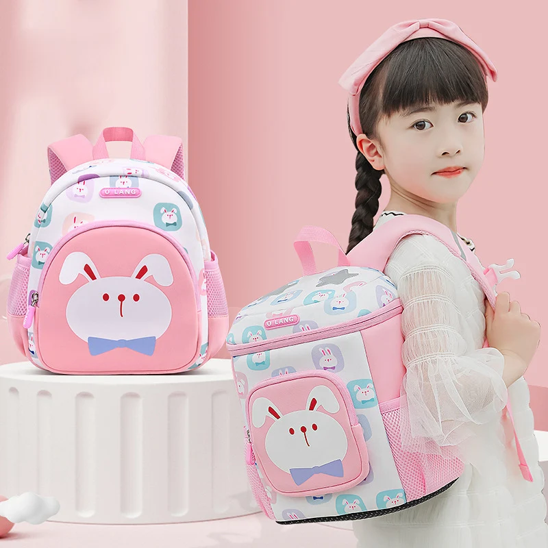 Sacos de escola rosa bonito do coelho para meninas, Mochila do berçário, Jardim de infância Kids Bookbag, Sacos Kawaii dos desenhos animados