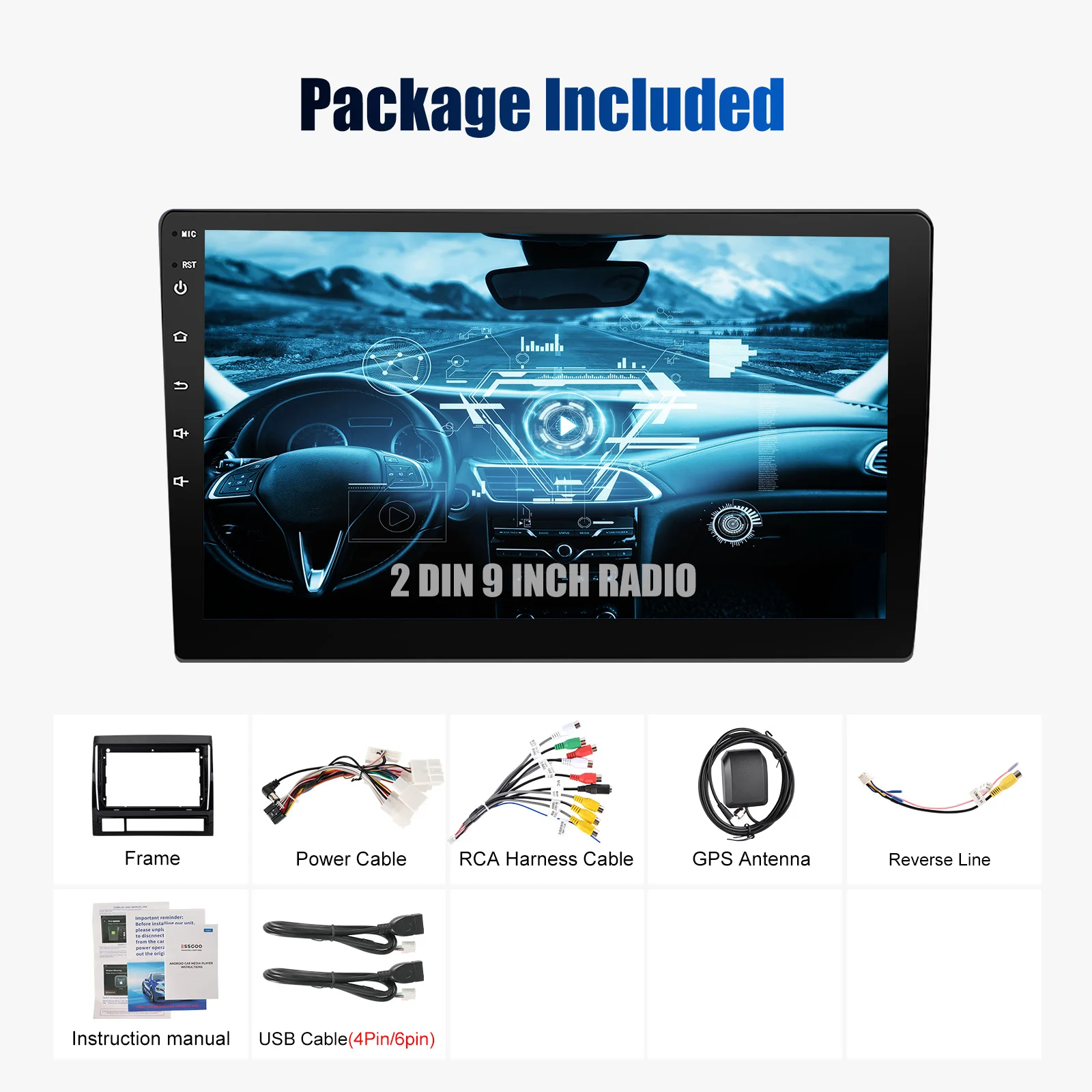 4 + 64G pour Honda CR-V CRV 2007-2011 Android14 Carplay 9 "autoradio WiFi BT USB GPS Navigation IPS écran tactile FM/RDS SWC