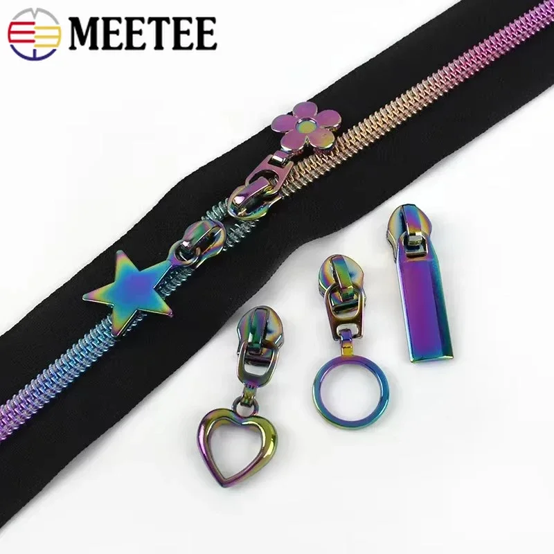 5/10/20Pcs 5# Meetee Nylon Zipper Slider Pulls for Zippers By The Meter Bag Zip Head Puller Closure Zips Repair Sewing Accessory