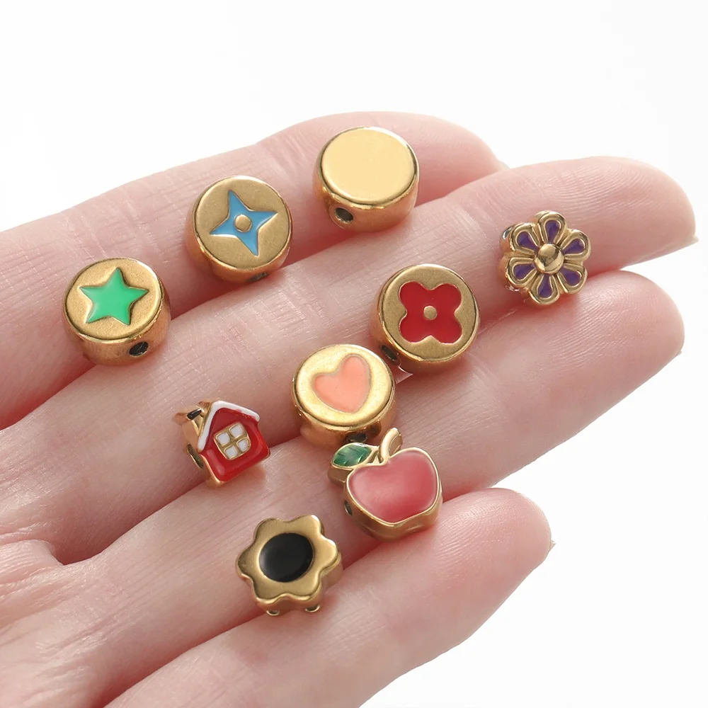 2Pcs/Pack Stainless Steel Various Shape Spacer Charms Beads For Handmade DIY Jewelry Making Bracelet Necklace Accessories view 5
