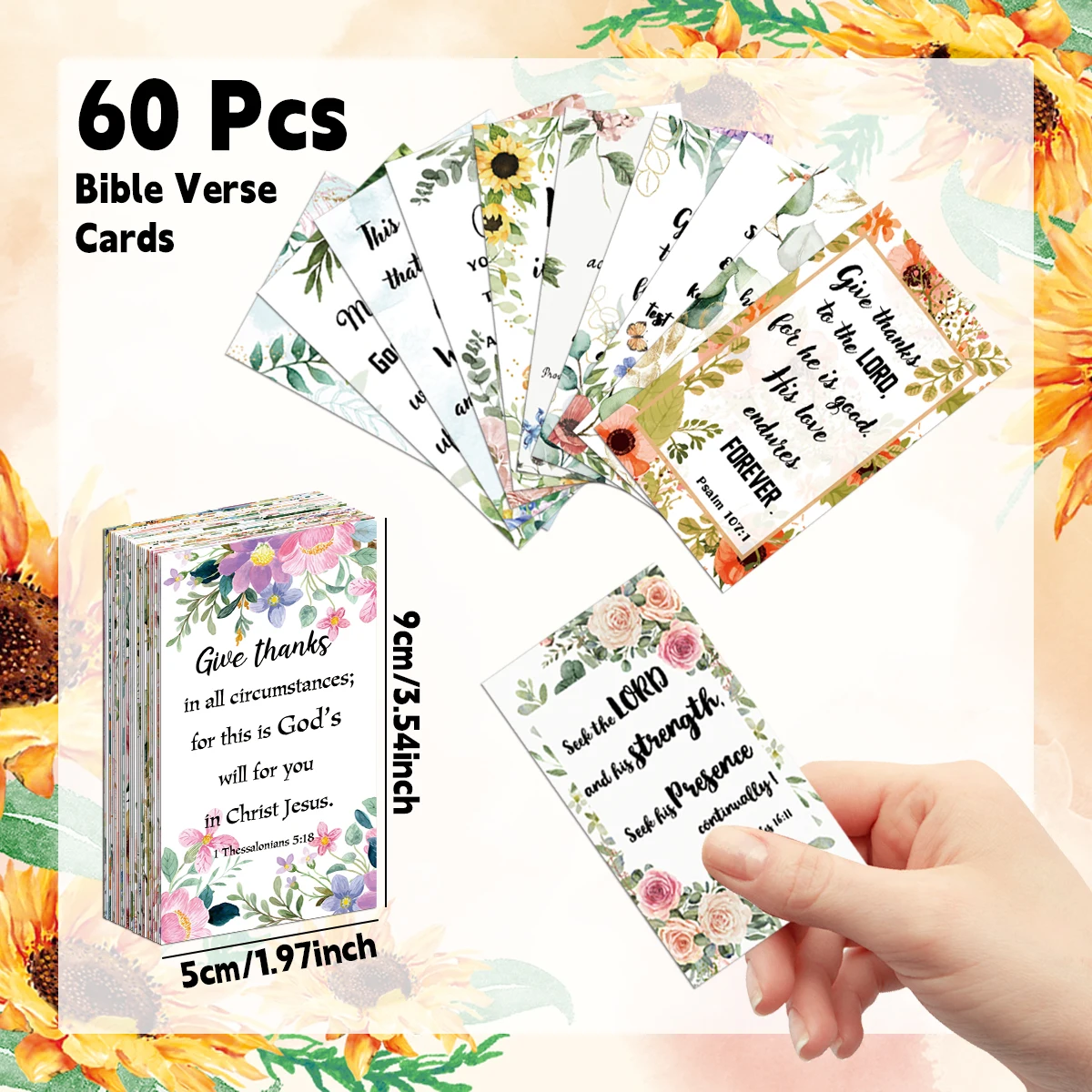60 Stück Bibel-Schriftkarten, inspirierende Zitatkarten, christliche Geschenke, Ermutigungskarte für Studenten, Freunde, Bibelverskarten – Detail 3