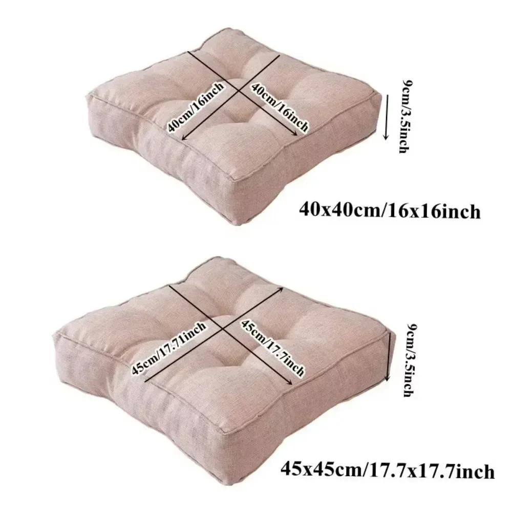 1PC Solid Color Sedentary Thickened Imitation Linen Cushion Compression Tatami Floating Window Cushion Sugar Fruit Color Cushion