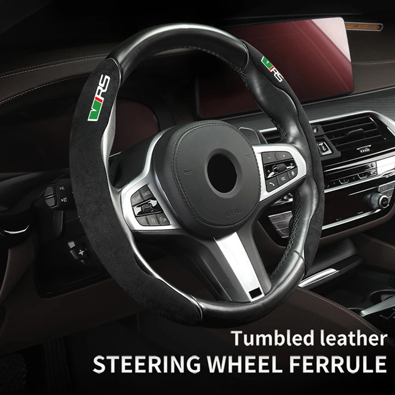 Car Steering Wheel Cover Non Slip Clip On Car Interior Accessories For Skoda VRS Octavia Kamiq Kodiaq Karoq RS Superb Fabia Rapi