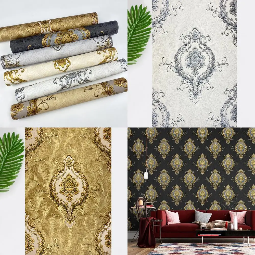 

European Luxury Embossed Waterproof Wallpaper for Bedroom Living Room Dining Room Hotel TV Background Wall Decor Thickened