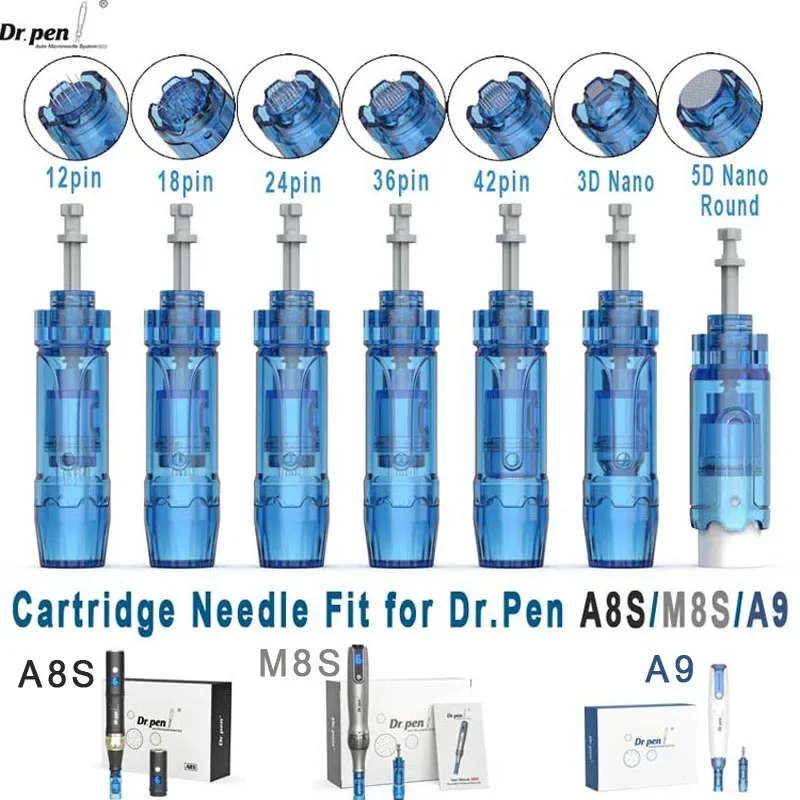 20/5pcs Derma pen Needles Cartridge Dr pen M8S /A9 /A8S ULTIMA Electric Microneedling Needle 12/18/24/36/42 Pin Nano Mesotherapy