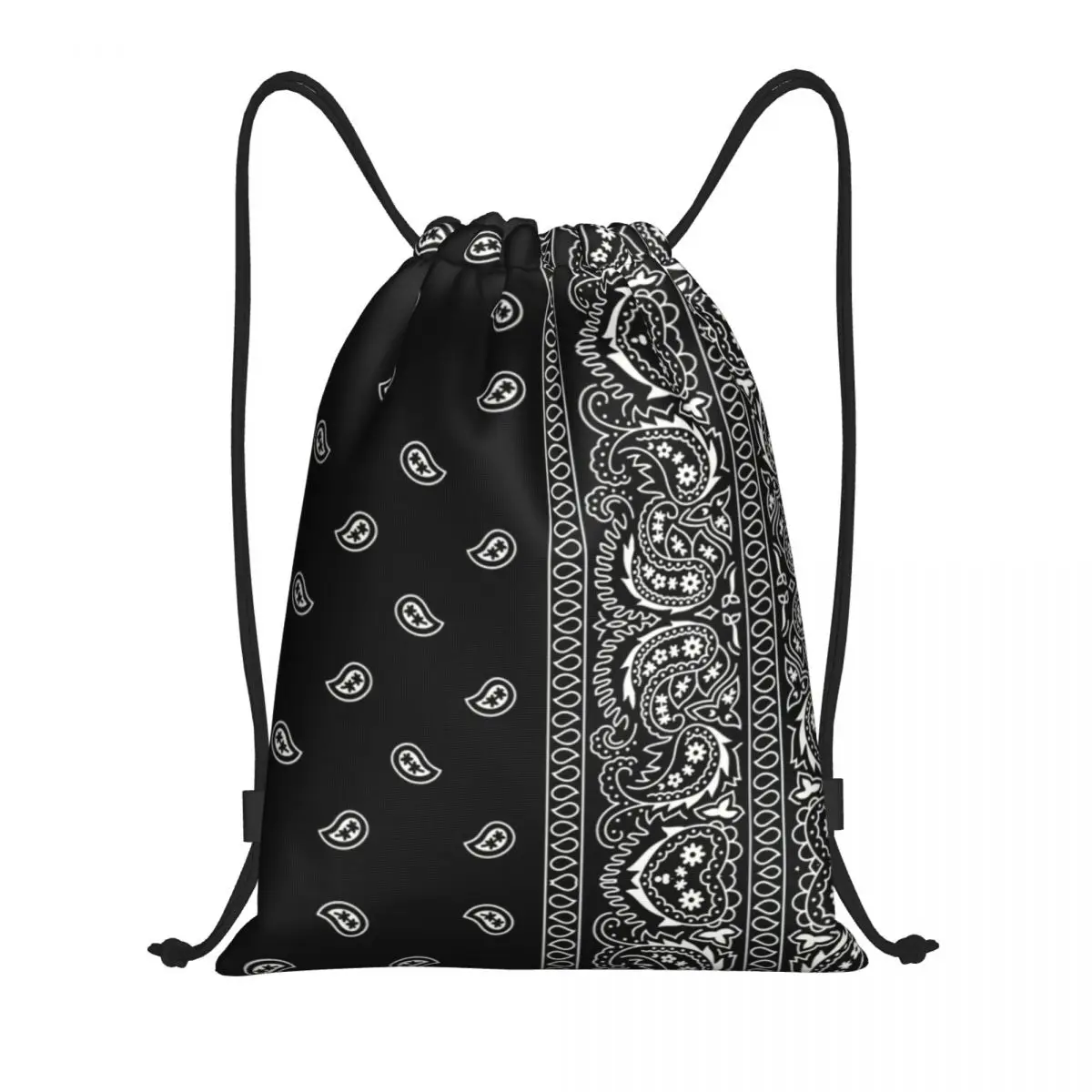 Custom Cool Paisley Bandana Style Drawstring Bags Women Men Lightweight Sports Gym Storage Backpack