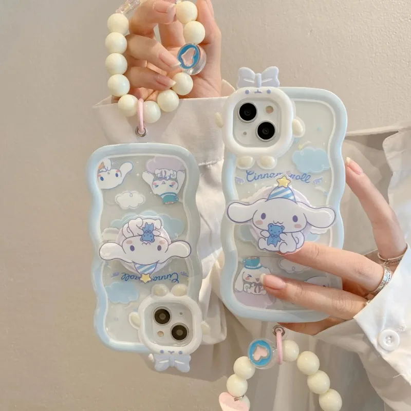 Kawaii Cinnamoroll with Bracelet Bracelet Phone Case MINISO Anime Fashion for IPhone 15 14 13 12 11 Pro Max XR XS MAX X 7